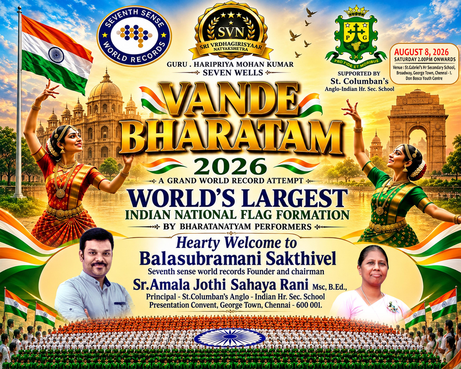 VANDE BHARATAM 2026 WORLD'S LARGEST INDIAN NATIONAL FLAG FORMATION BY BHARATANATYAM PERFORMERS gallery image 3